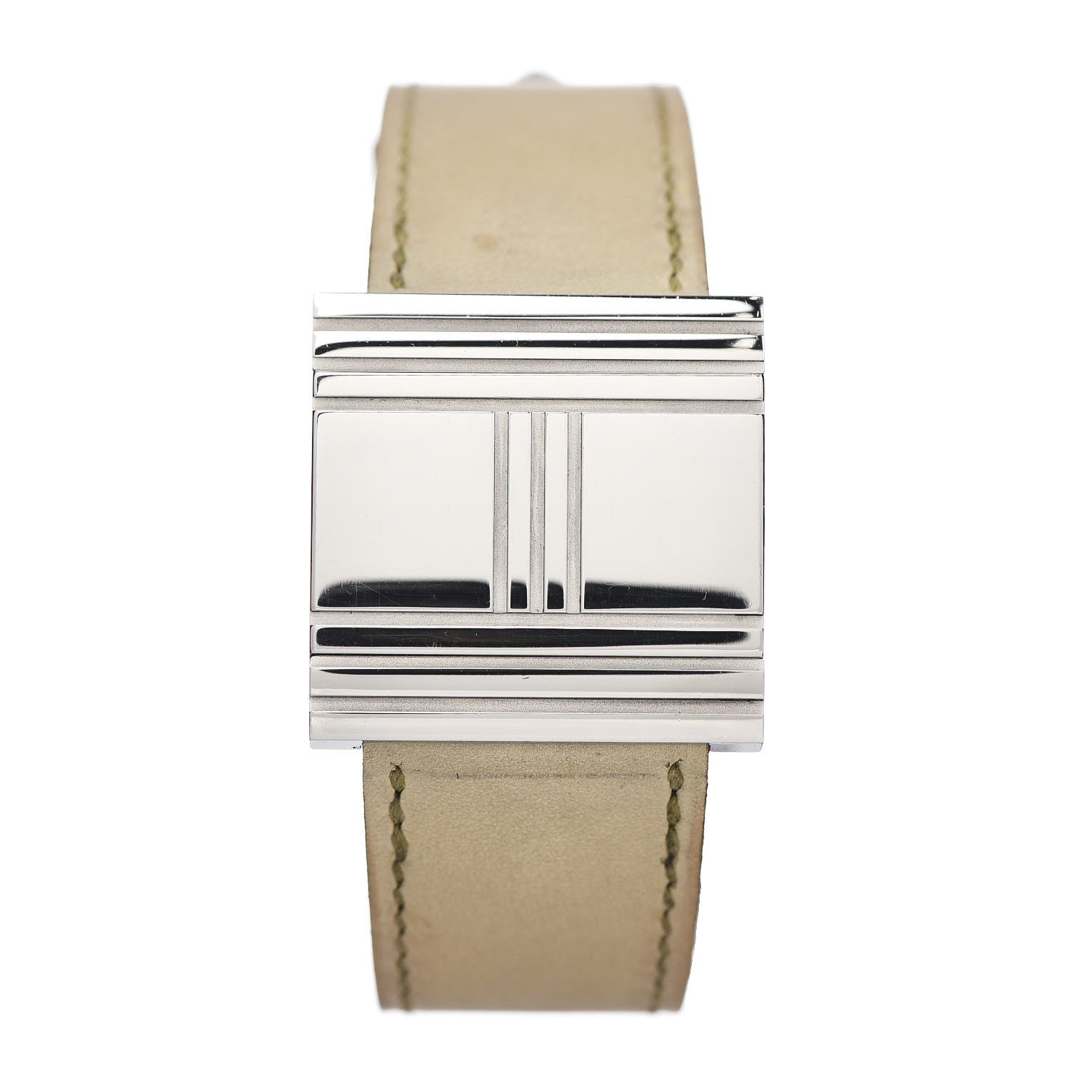 Hermes Stainless Steel Leather 26mm Glissade Quartz Watch Beige 1 of 6