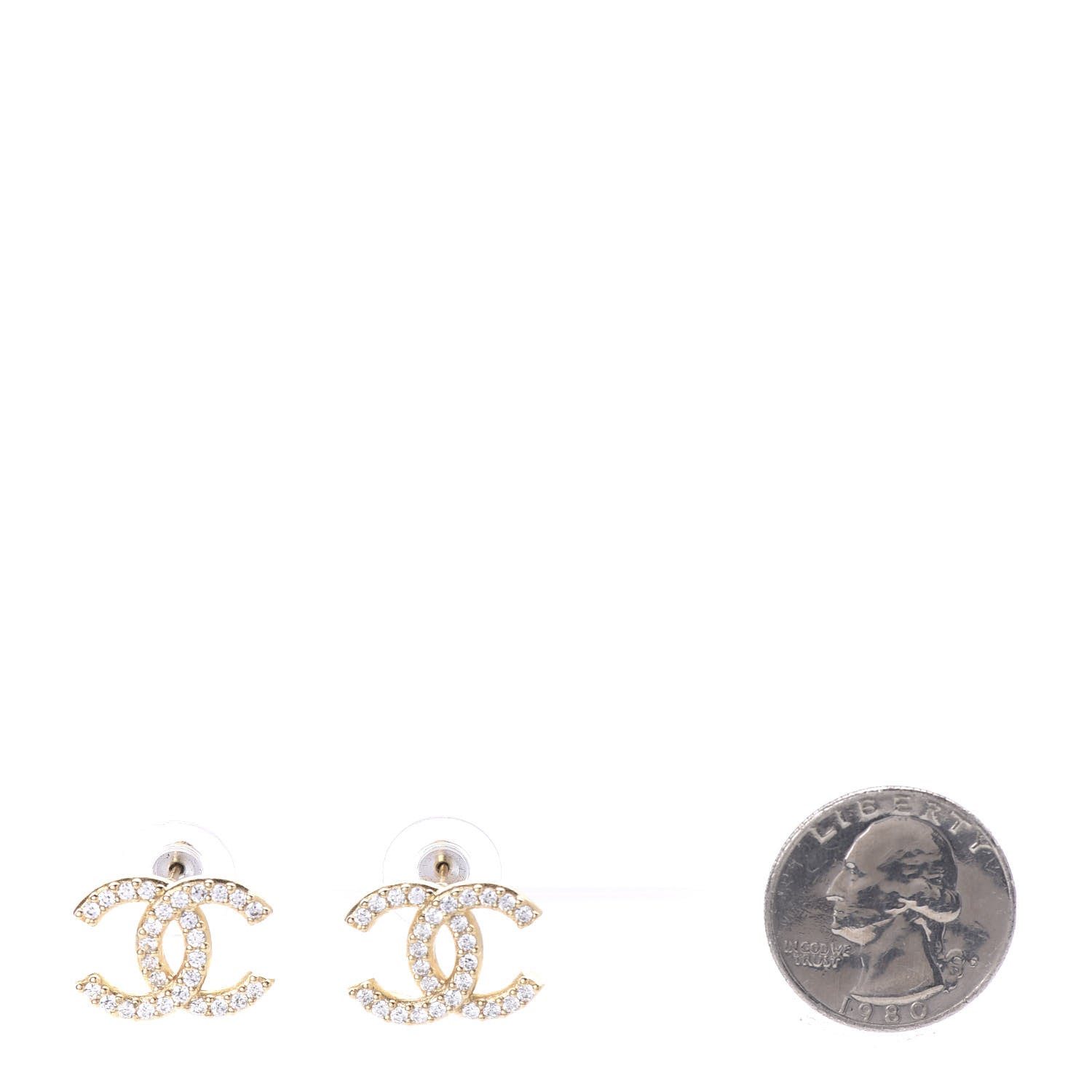 Chanel Crystal CC Earrings Light Gold 2 of 5