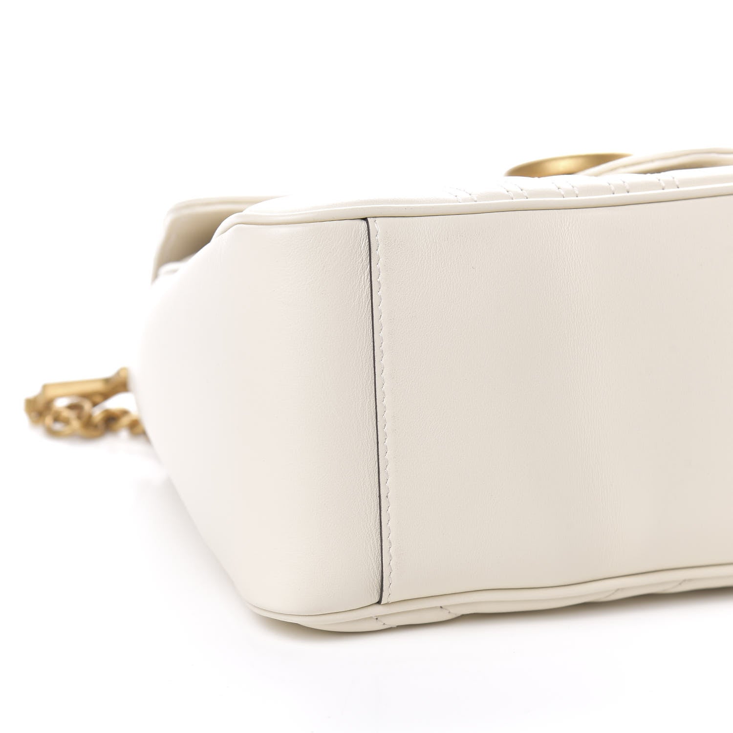 Gucci Calfskin Matelasse Small GG Marmont Top Handle Shoulder Bag White 8 of 10