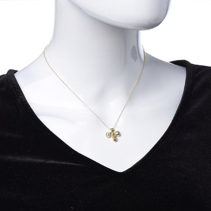 Tiffany 18K Yellow Gold Spiro Swirl Cross Pendant Necklace 2 of 7