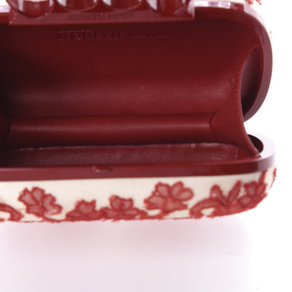 Alexander McQueen Lace Rose Knuckle Duster Box Clutch Red Nude 5 of 10