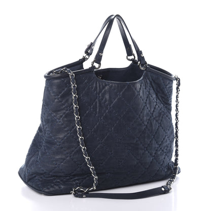 Chanel Iridescent Calfskin Quilted Large Sea Hit Tote Navy 4 of 11