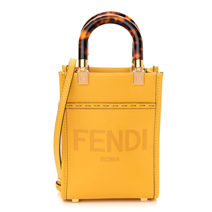 Fendi Vitello King Plexiglass Logo Embossed Mini Fendi Sunshine Shopper Tote Mimosa 1 of 10
