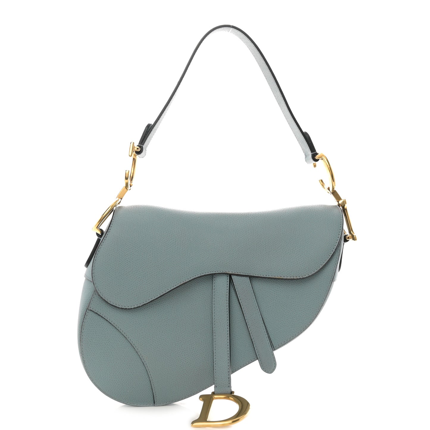 Grained Calfskin Saddle Bag Sky Blue