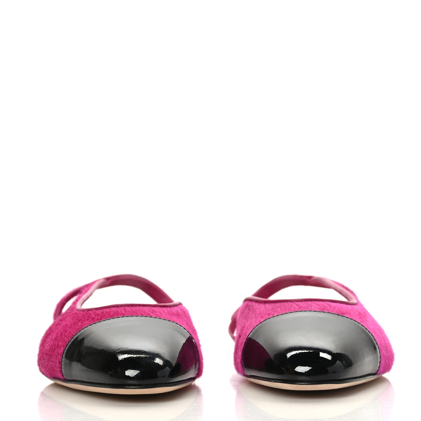 Pony Hair CC Slingback Sandals 38.5 Fuchsia Black