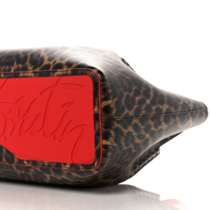 Christian Louboutin Calfskin Empire Leopard Print Spiked Small Cabarock Shopper Tote Brown 8 of 9