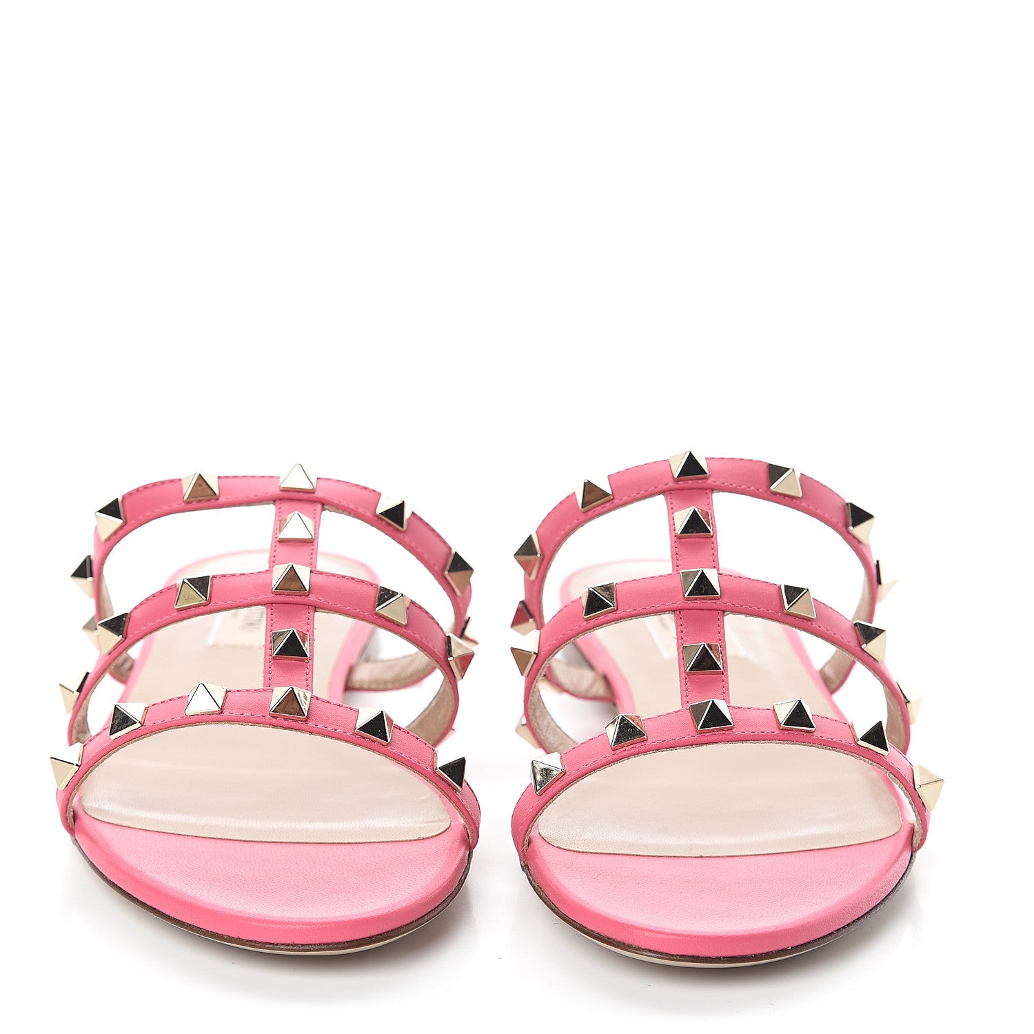 Valentino Garavani Nappa Rockstud Caged Flat Slide Sandals 37 Shadow Pink 2 of 7
