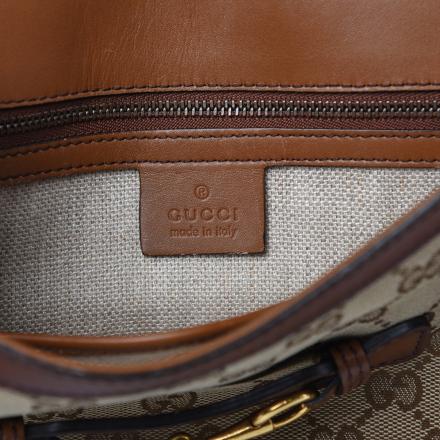 Monogram Medium Lady Web Shoulder Bag Beige Cuir
