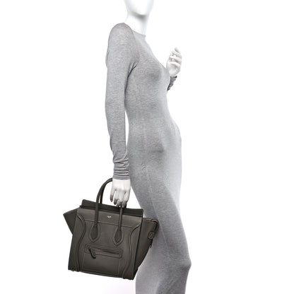 Celine Drummed Calfskin Micro Luggage Souris 2 of 10