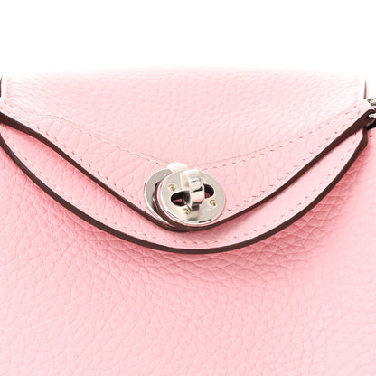 Hermes Taurillon Clemence Verso Mini Lindy 20 Rose Sakura Gris Perle 8 of 11