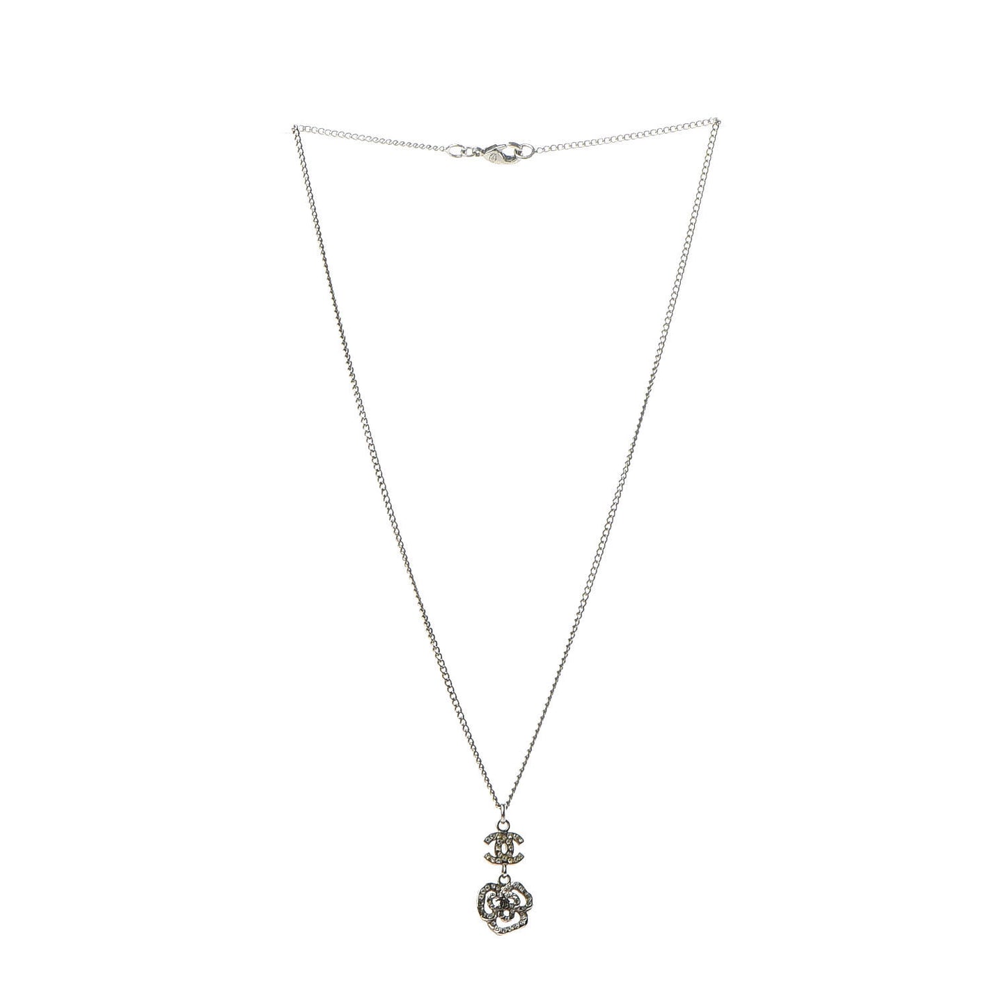 Crystal CC Camellia Necklace Silver
