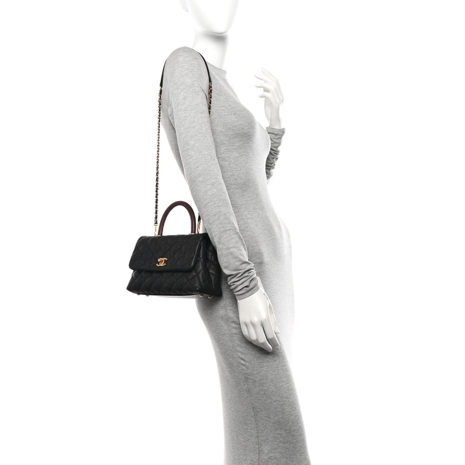 Chanel Caviar Lizard Quilted Mini Coco Handle Flap Black 2 of 10