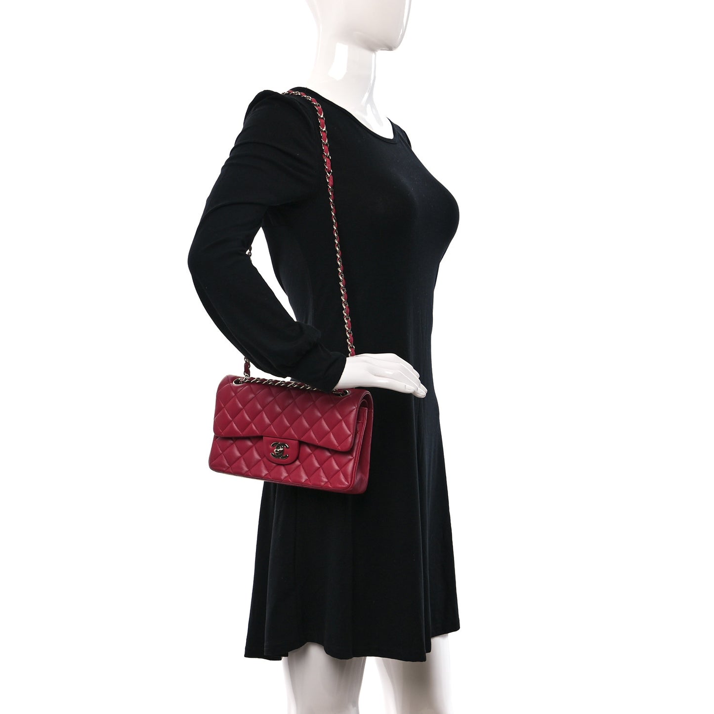 Lambskin Quilted Small Double Flap Pink