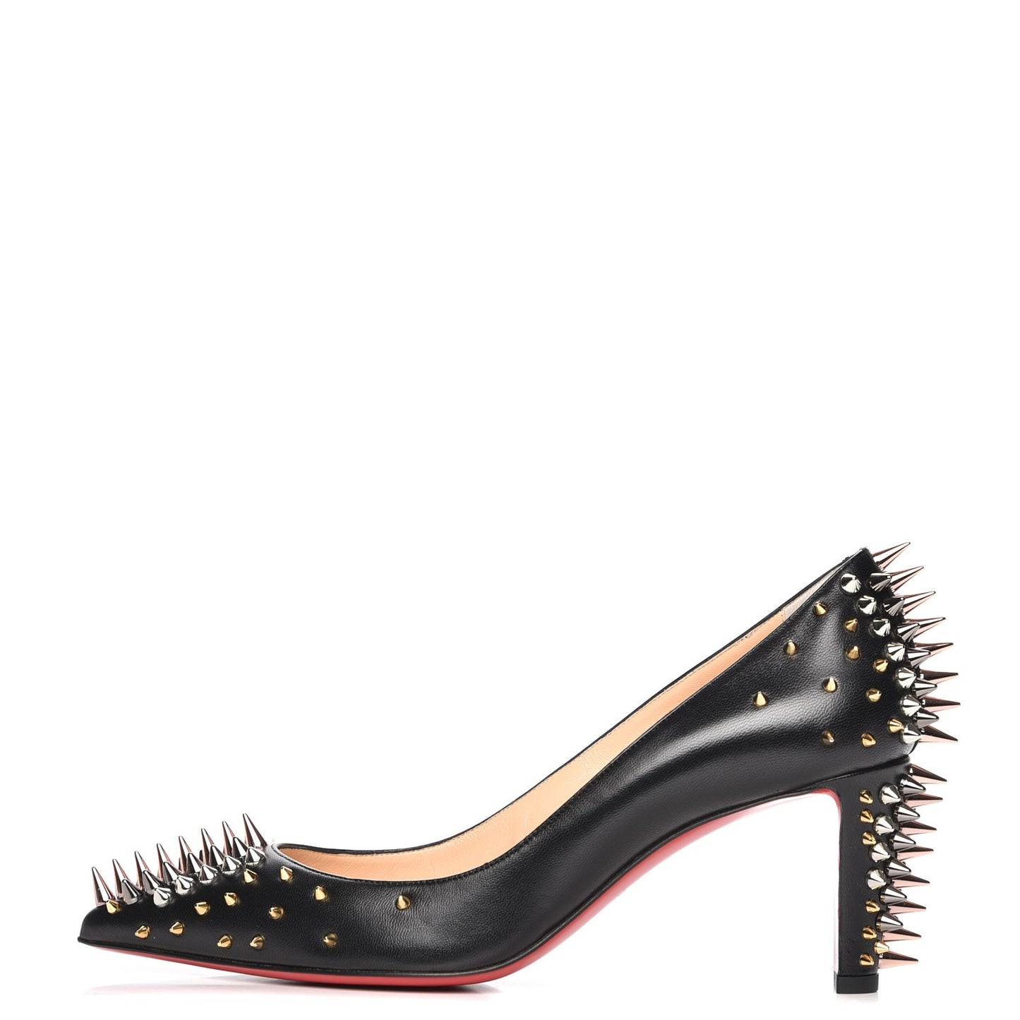 Shiny Nappa Goldopump Spikes 70 Pumps 37 Black