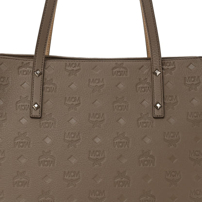 MCM Calfskin Ottomar Monogram Medium Klara Shopper Tote Dove 7 of 9