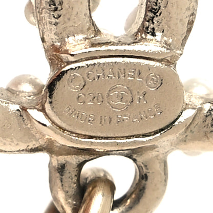 Chanel Pearl Crystal CC Charm Drop Earrings Light Gold Pink 4 of 4