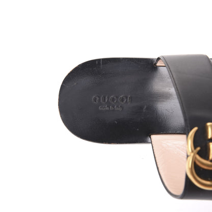 Gucci Calfskin GG Marmont Thong Sandals 39.5 Black 6 of 8