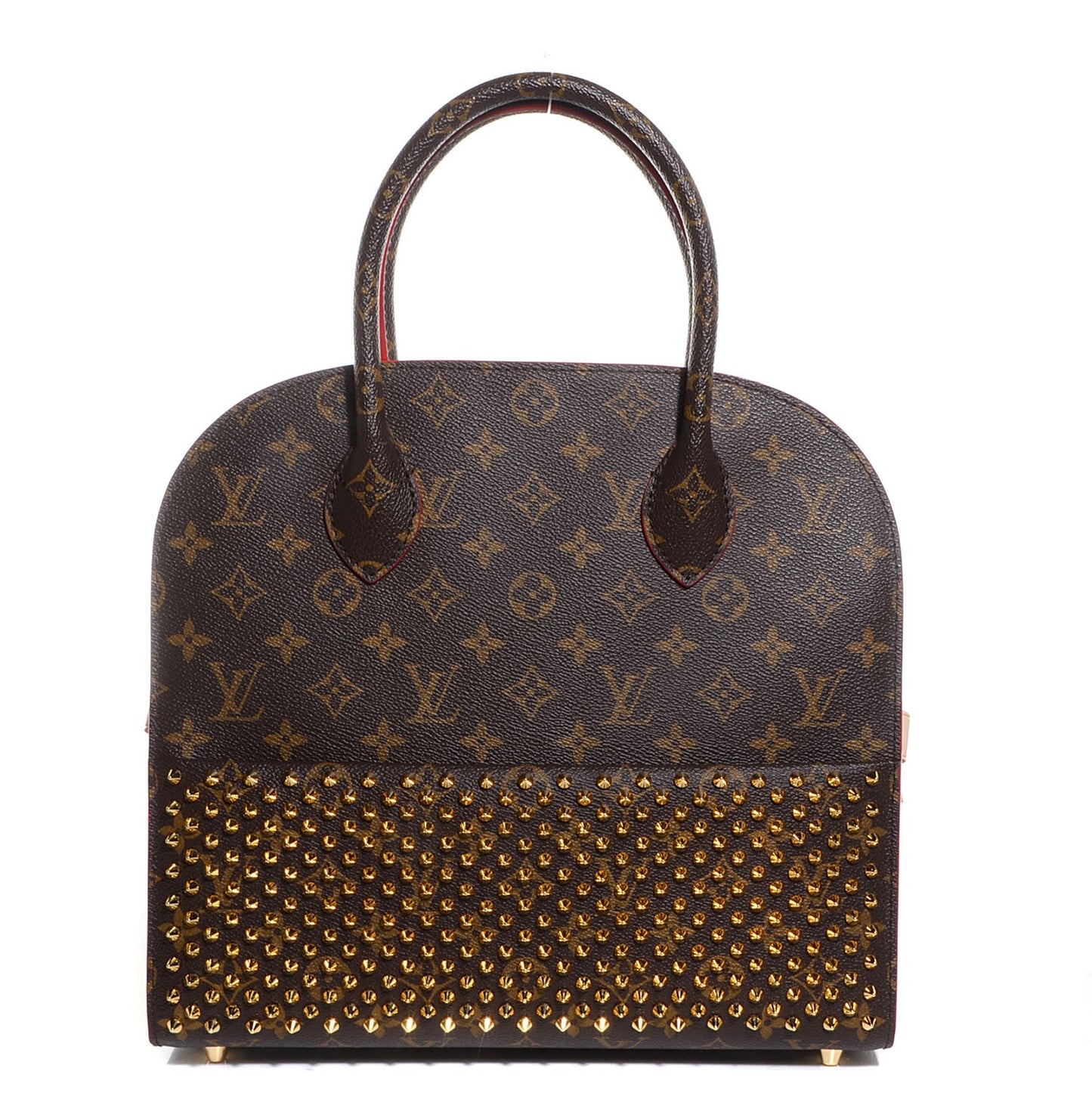 Monogram Calf Hair Spikes Iconoclasts Christian Louboutin Tote Red