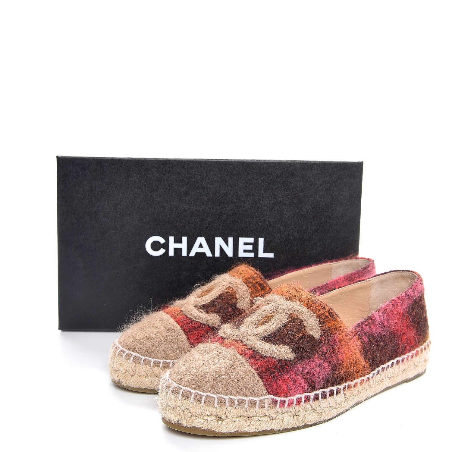Chanel Tweed CC Espadrilles 38 Brown Pink 10 of 10