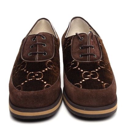 Gucci Velvet GG Monogram Thompson Derby Loafers 38 Vintage Cocoa Brown 5 of 11