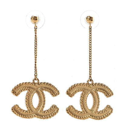 Chanel CC Drop Earrings Matte Gold 1 of 6