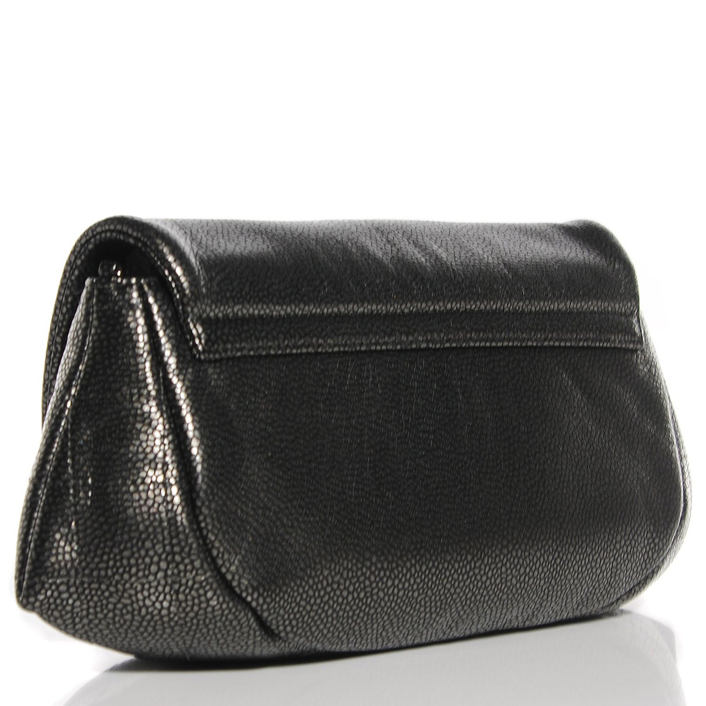 Metallic Caviar Half Moon Wallet On Chain WOC Dark Silver