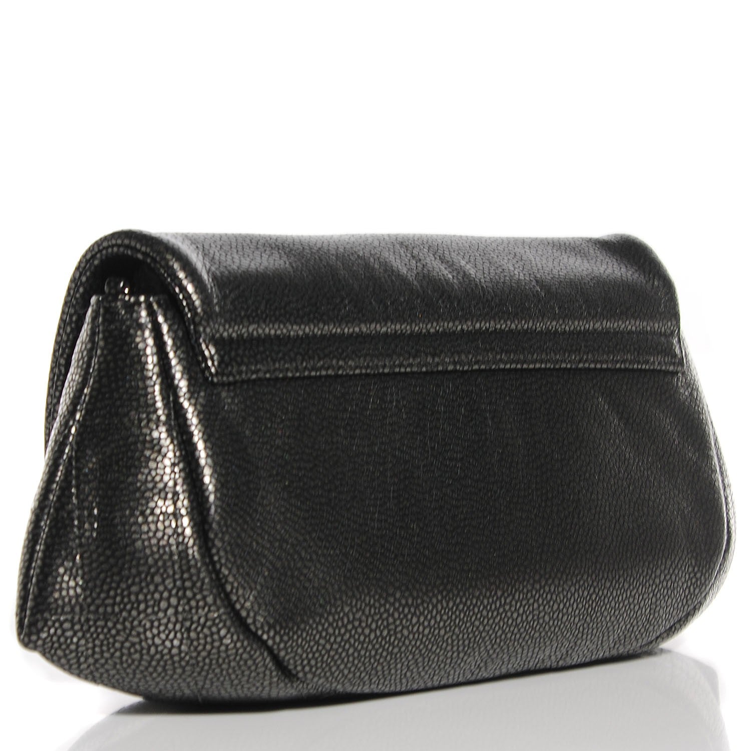 Chanel Metallic Caviar Half Moon Wallet On Chain WOC Dark Silver 3 of 8