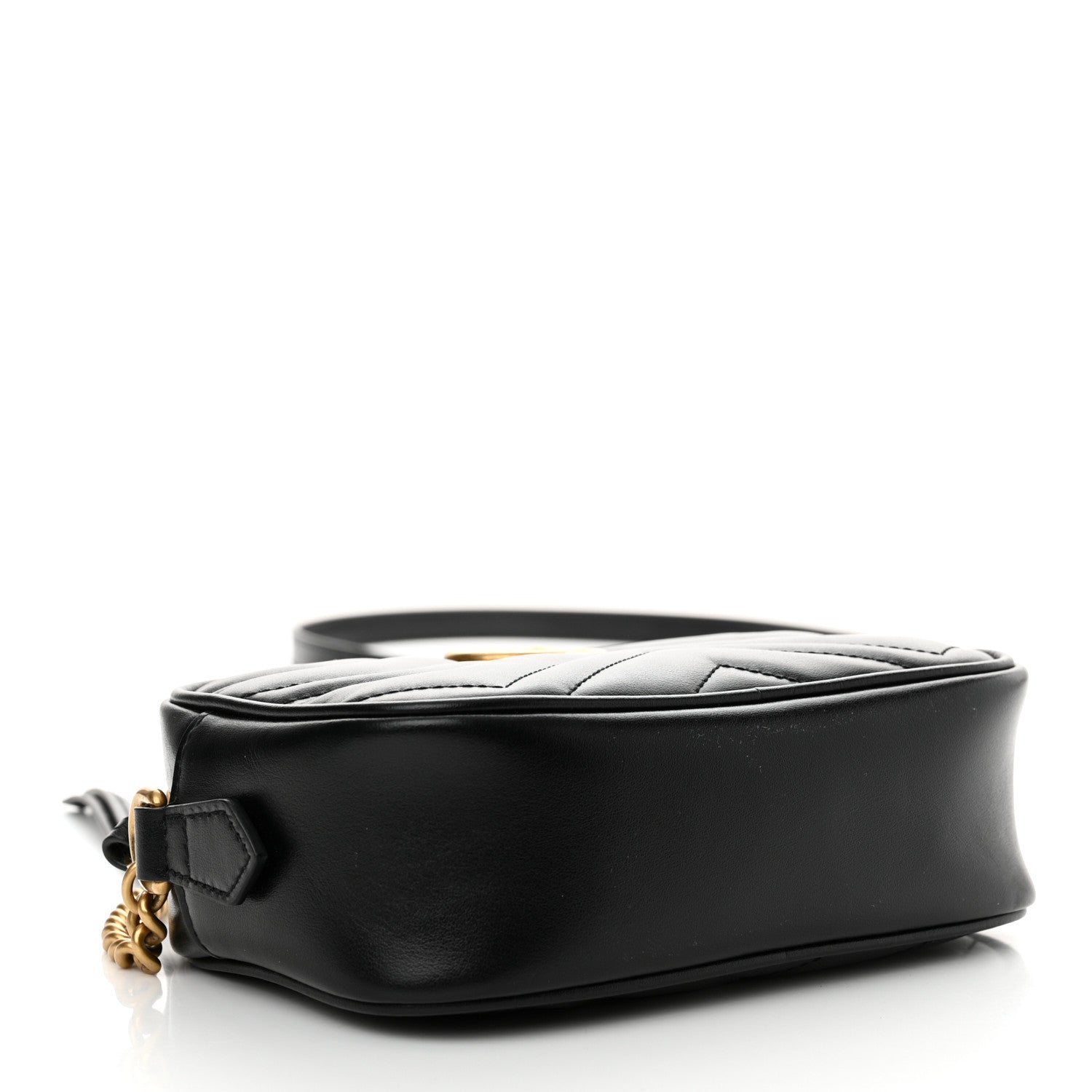 Gucci Calfskin Matelasse Mini GG Marmont Chain Shoulder Bag Black 4 of 11