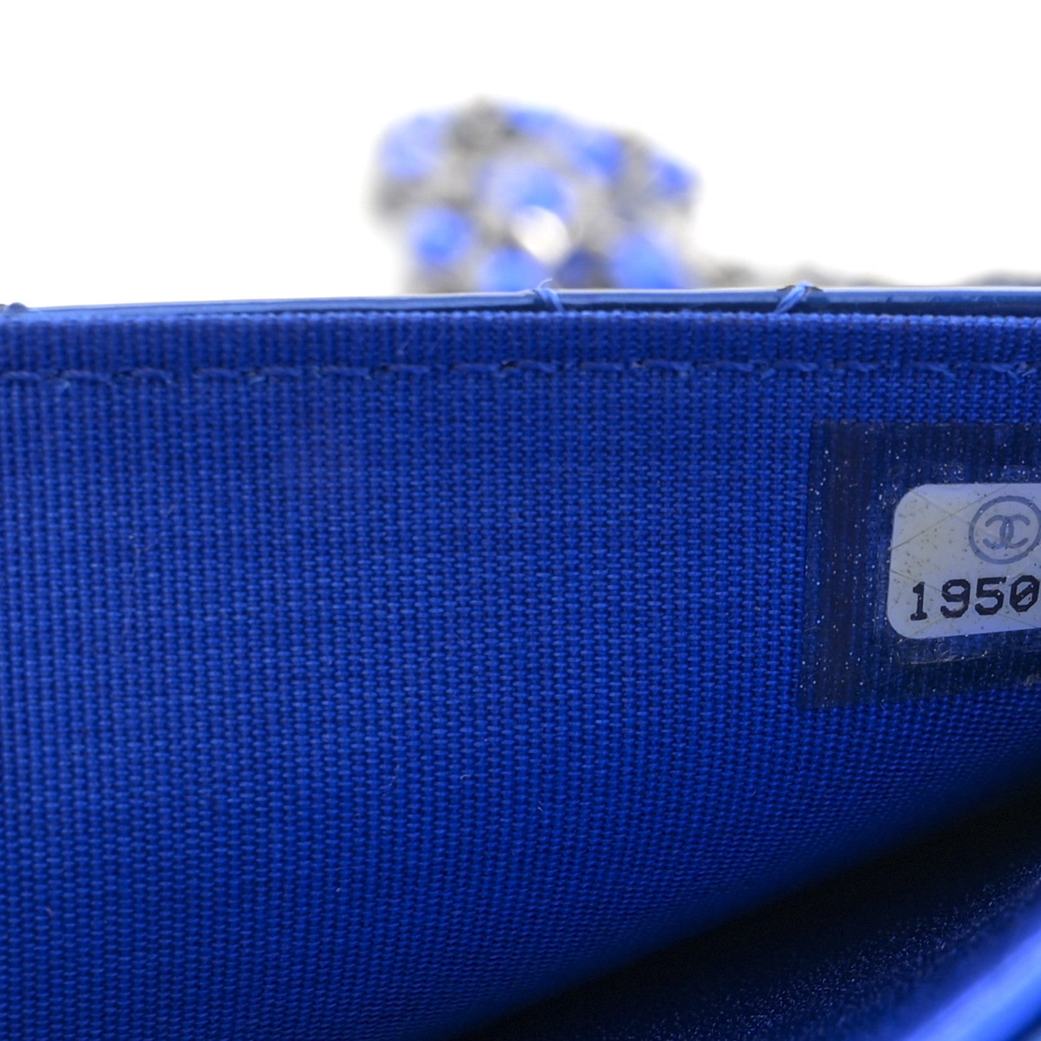 Chanel Metallic Patent Calfskin Quilted Boy Wallet on Chain WOC Blue 7 of 12