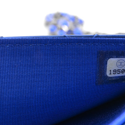 Chanel Metallic Patent Calfskin Quilted Boy Wallet on Chain WOC Blue 7 of 12