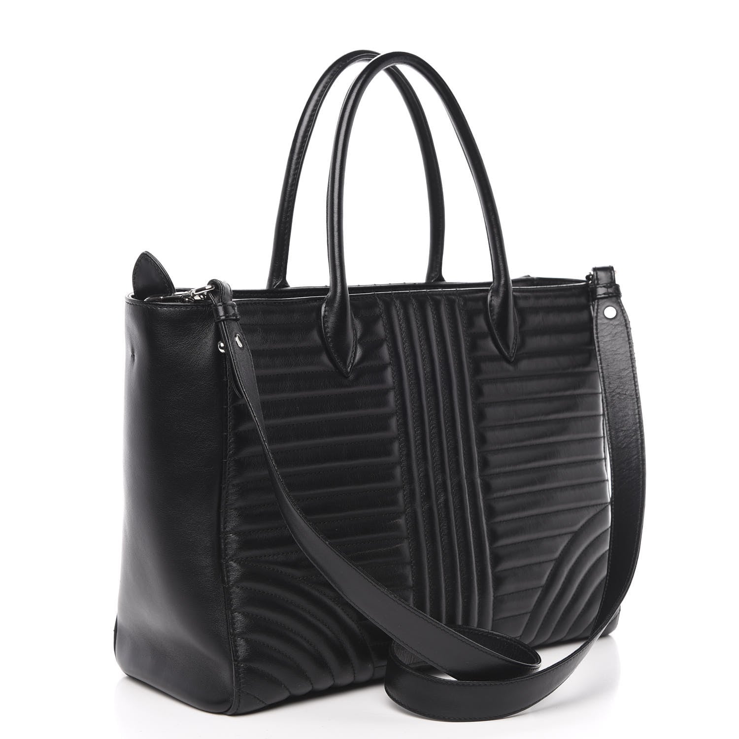 Prada Soft Calfskin Impunture Diagramme Tote Black 3 of 10