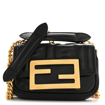 Fendi Nappa Matisse FF Embossed Nano Chain Baguette Black 1 of 13