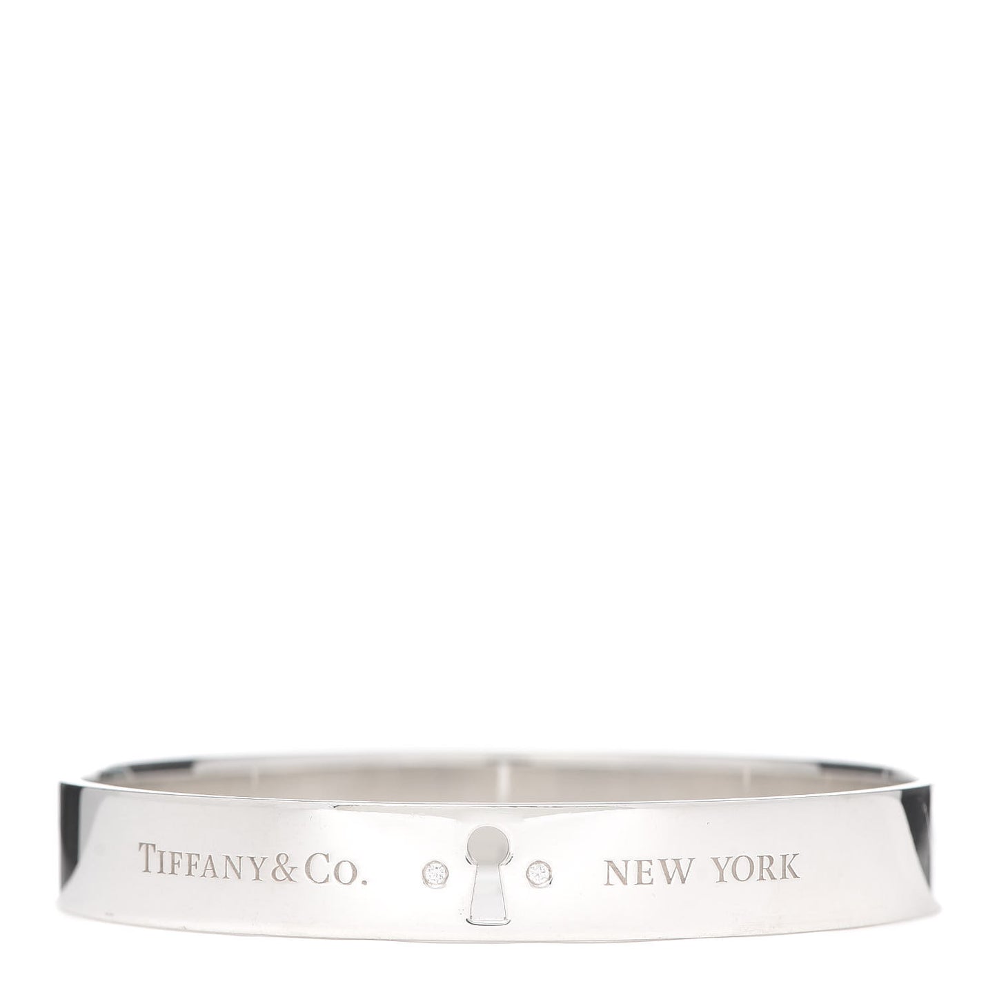 Sterling Silver Diamond Narrow Locks Bangle Bracelet
