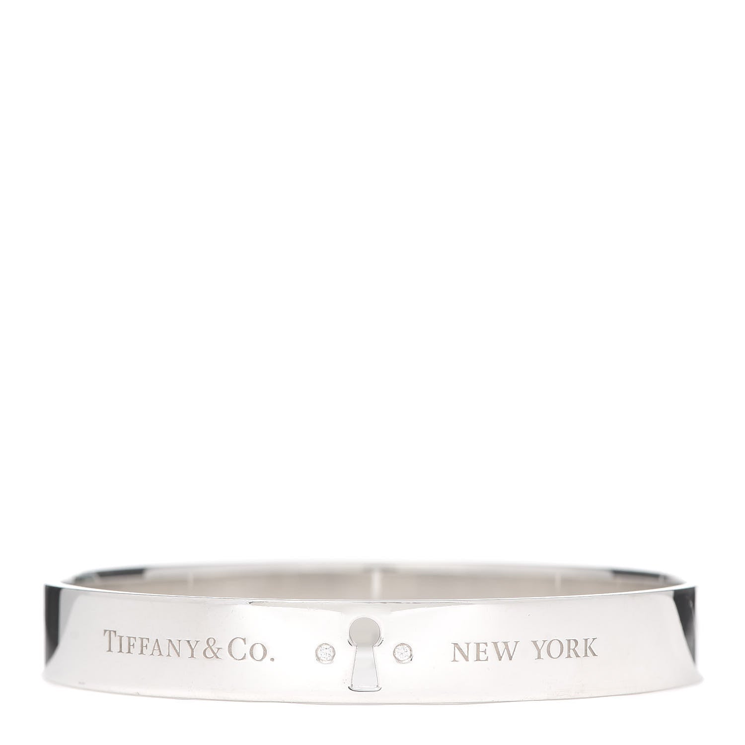 Tiffany Sterling Silver Diamond Narrow Locks Bangle Bracelet 1 of 4