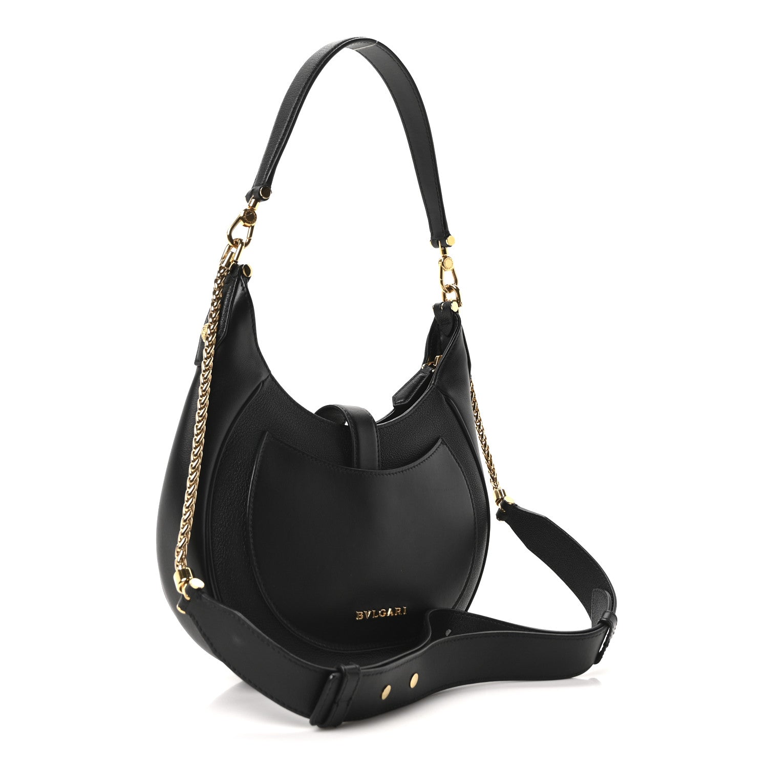 Bulgari Urban Grain Smooth Calfskin Serpenti Ellipse Shoulder Bag Black 3 of 9
