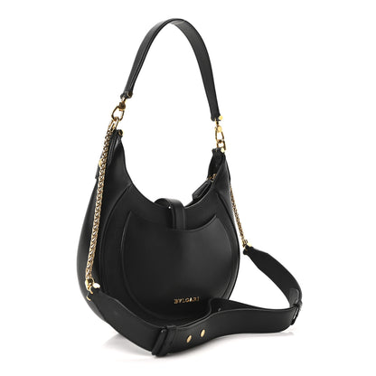 Bulgari Urban Grain Smooth Calfskin Serpenti Ellipse Shoulder Bag Black 3 of 9