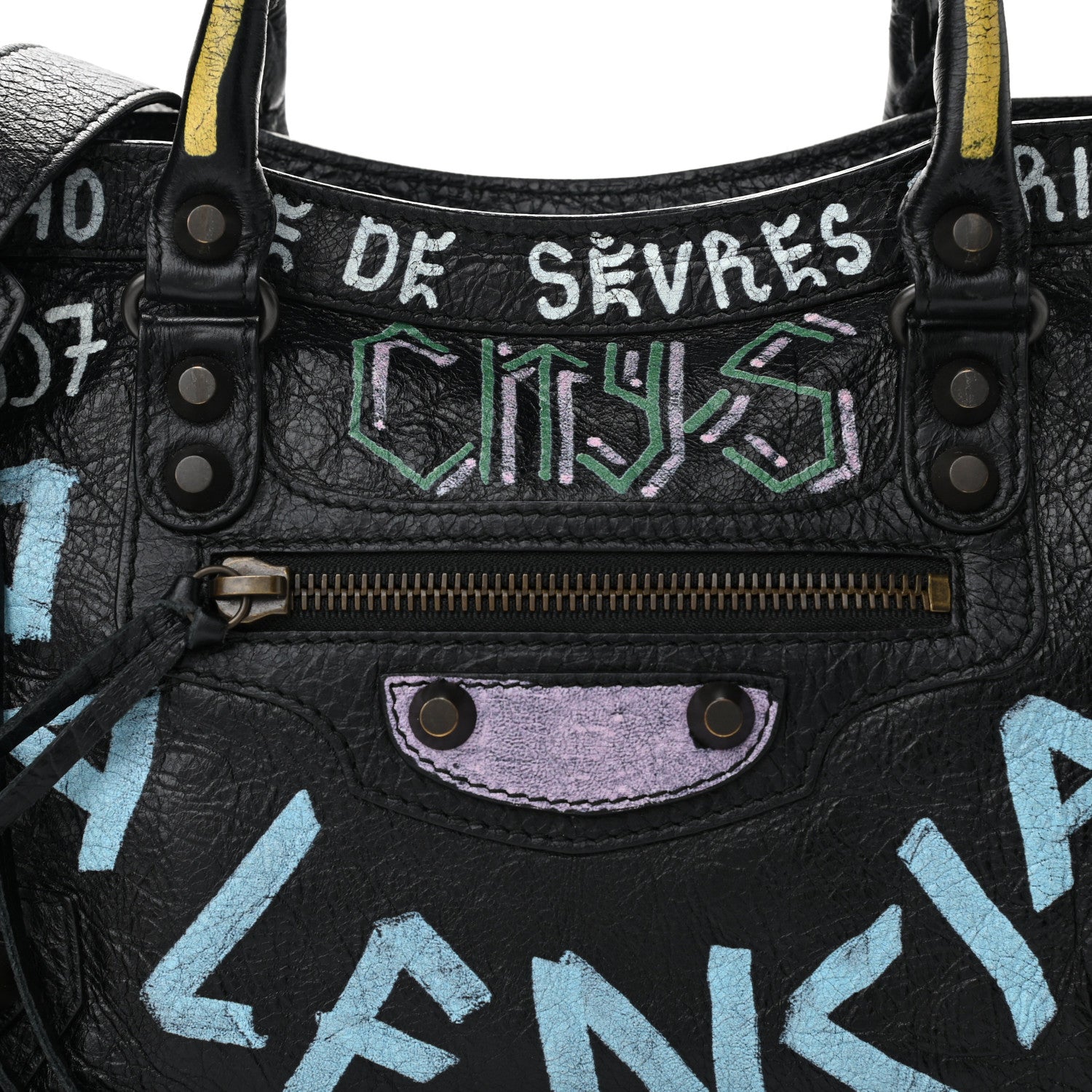 Balenciaga Agneau Graffiti All Over Classic Hardware S City Black Multicolor 8 of 11
