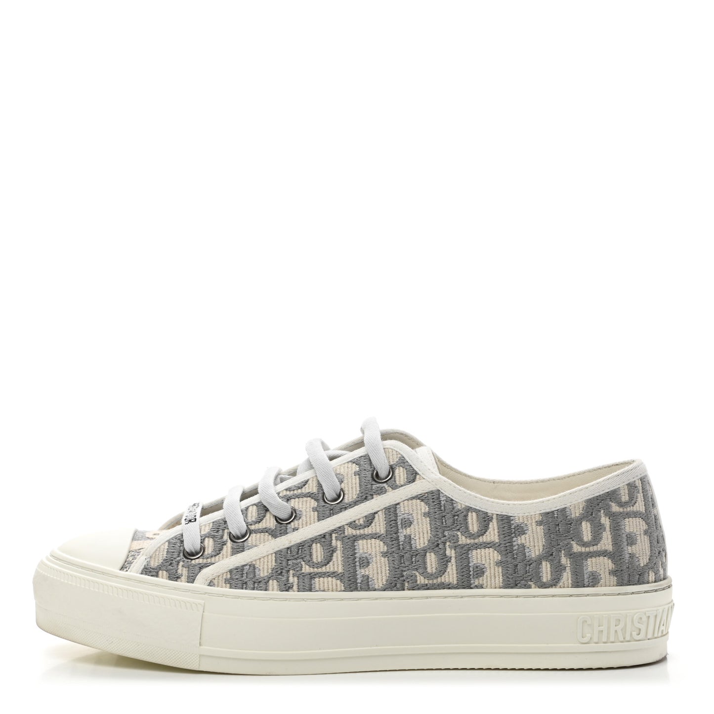 Canvas Oblique Walk'N'Dior Low Top Sneakers 39 Grey Stone