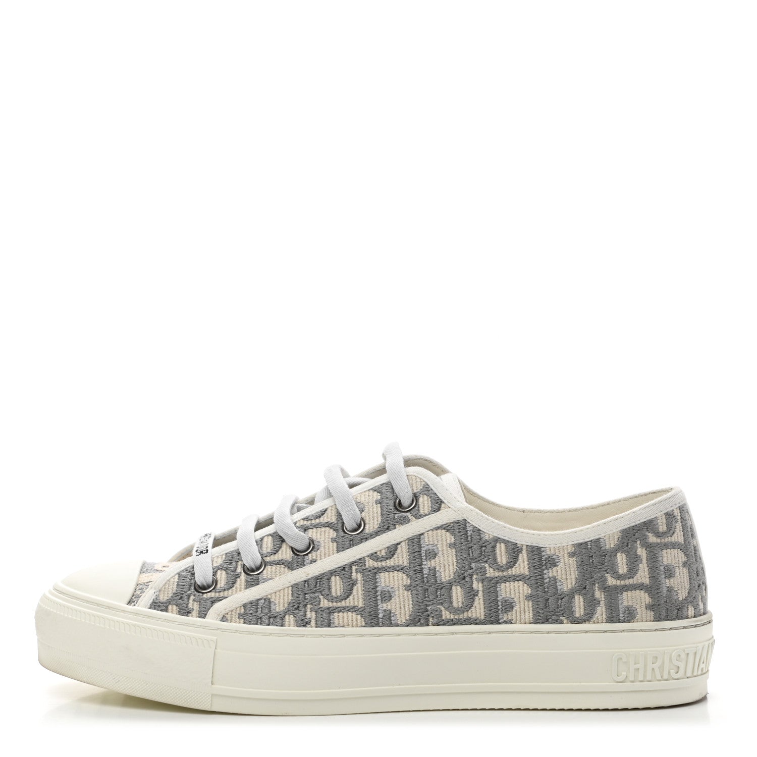 Christian Dior Canvas Oblique Walk'N'Dior Low Top Sneakers 39 Grey Stone 1 of 11