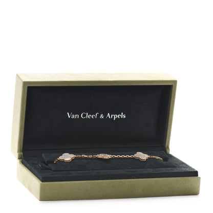 Van Cleef & Arpels 18K Yellow Gold Mother of Pearl 5 Motifs Vintage Alhambra Bracelet 5 of 5