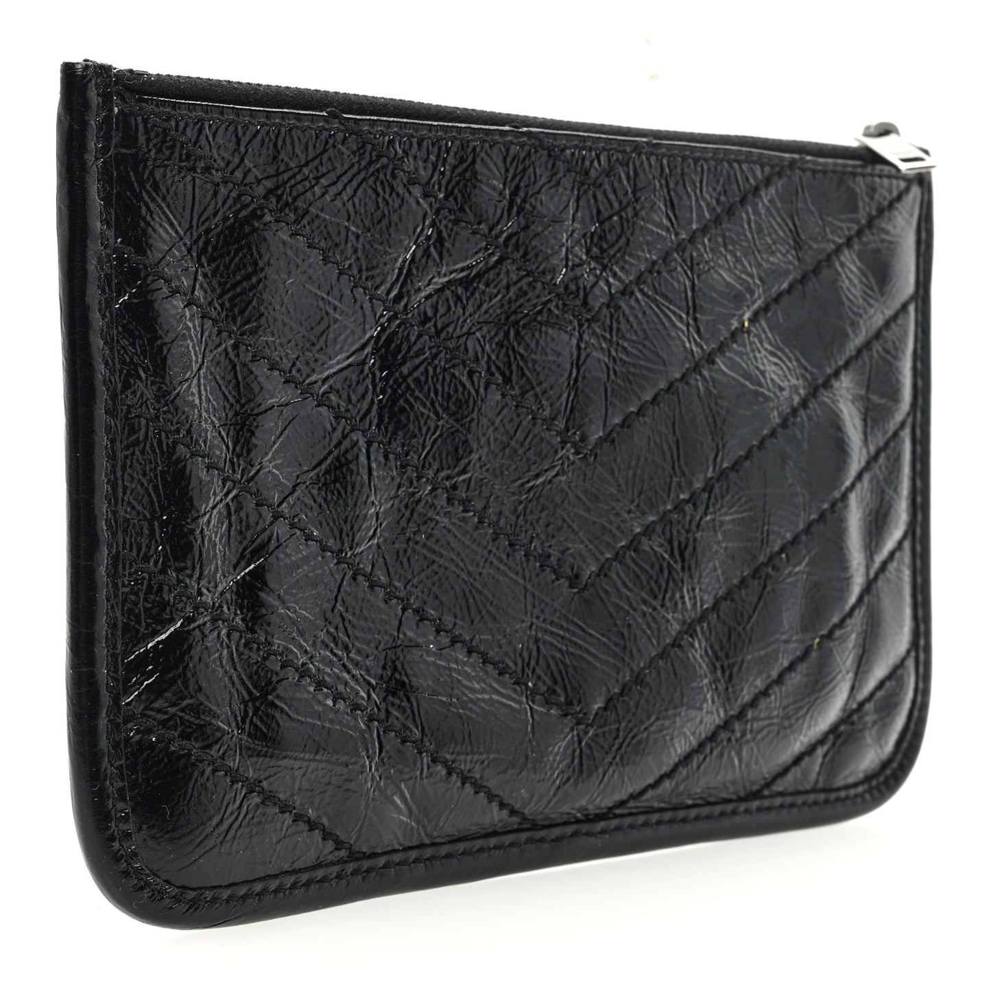 Crinkled Calfskin Matelasse Monogram Niki Bill Pouch Black
