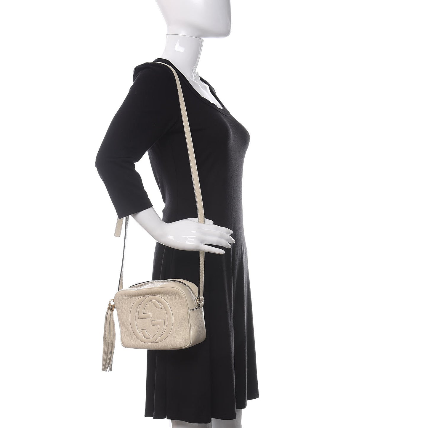 Pebbled Calfskin Small Soho Disco Bag Off White