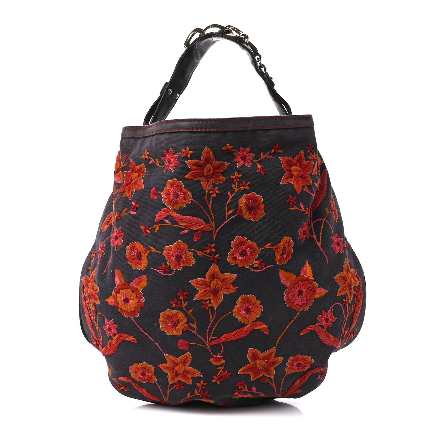 Canvas Embroidered Large Wave Hobo Blue Red