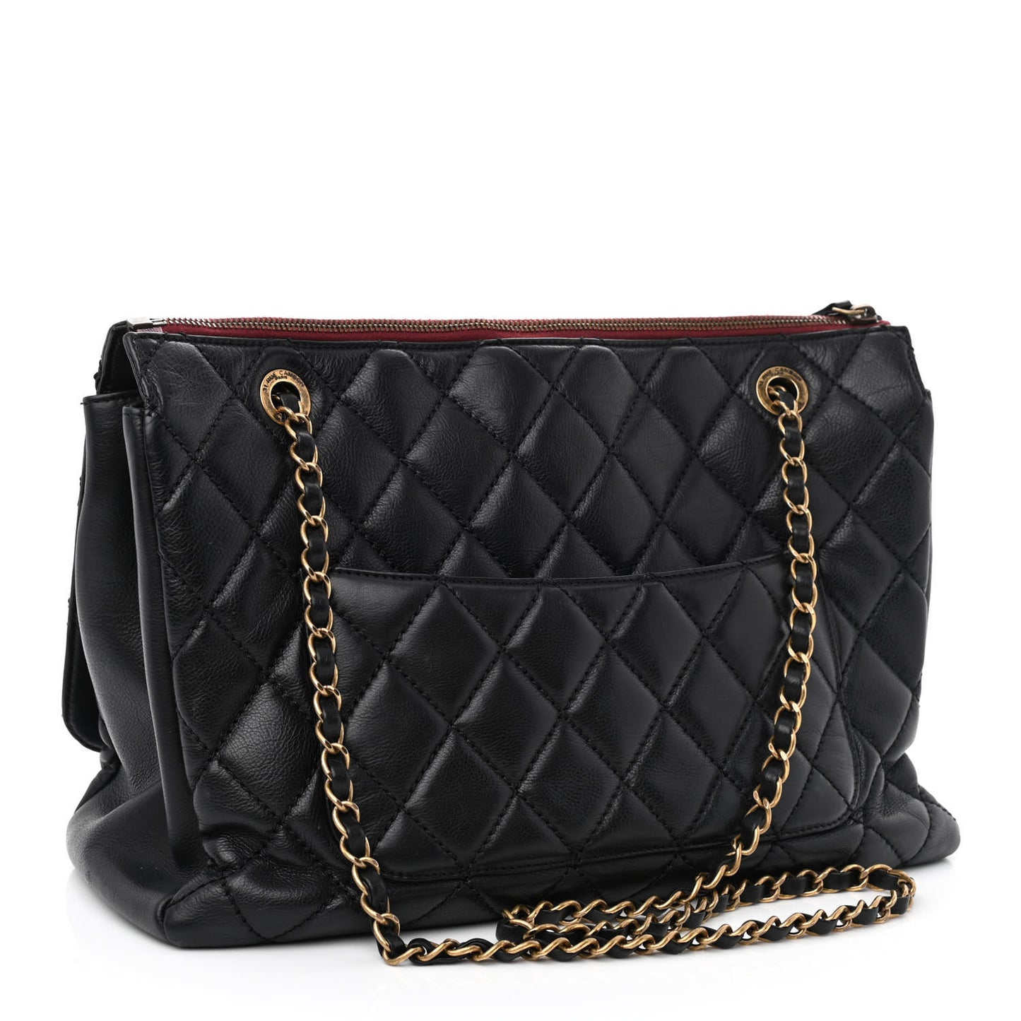 Calfskin Quilted Maxi Blizzard Zip Top Flap Black