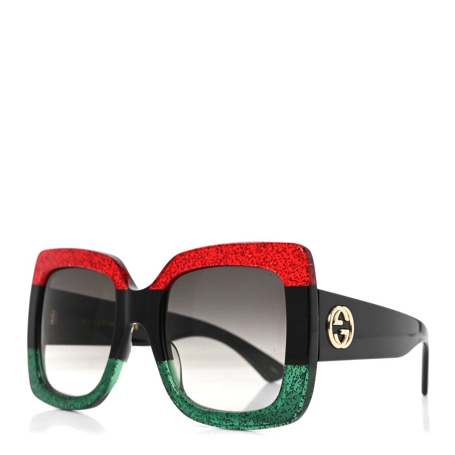 Acetate Square Frame Sunglasses GG0083S Glitter Red Black Green