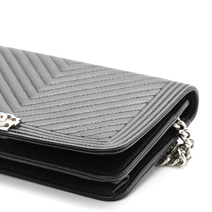 Chanel Caviar Chevron Quilted Boy Wallet On Chain WOC Black 11 of 13