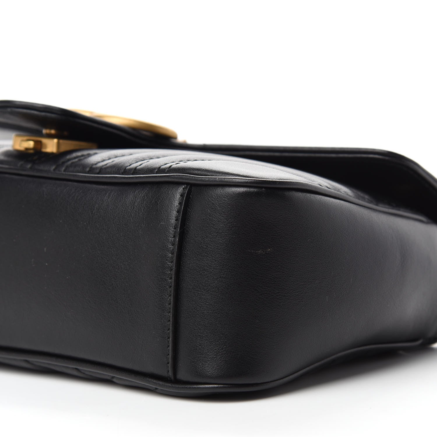 Gucci Calfskin Matelasse Small GG Marmont Shoulder Bag Black 7 of 11