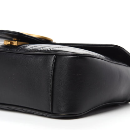 Gucci Calfskin Matelasse Small GG Marmont Shoulder Bag Black 7 of 11