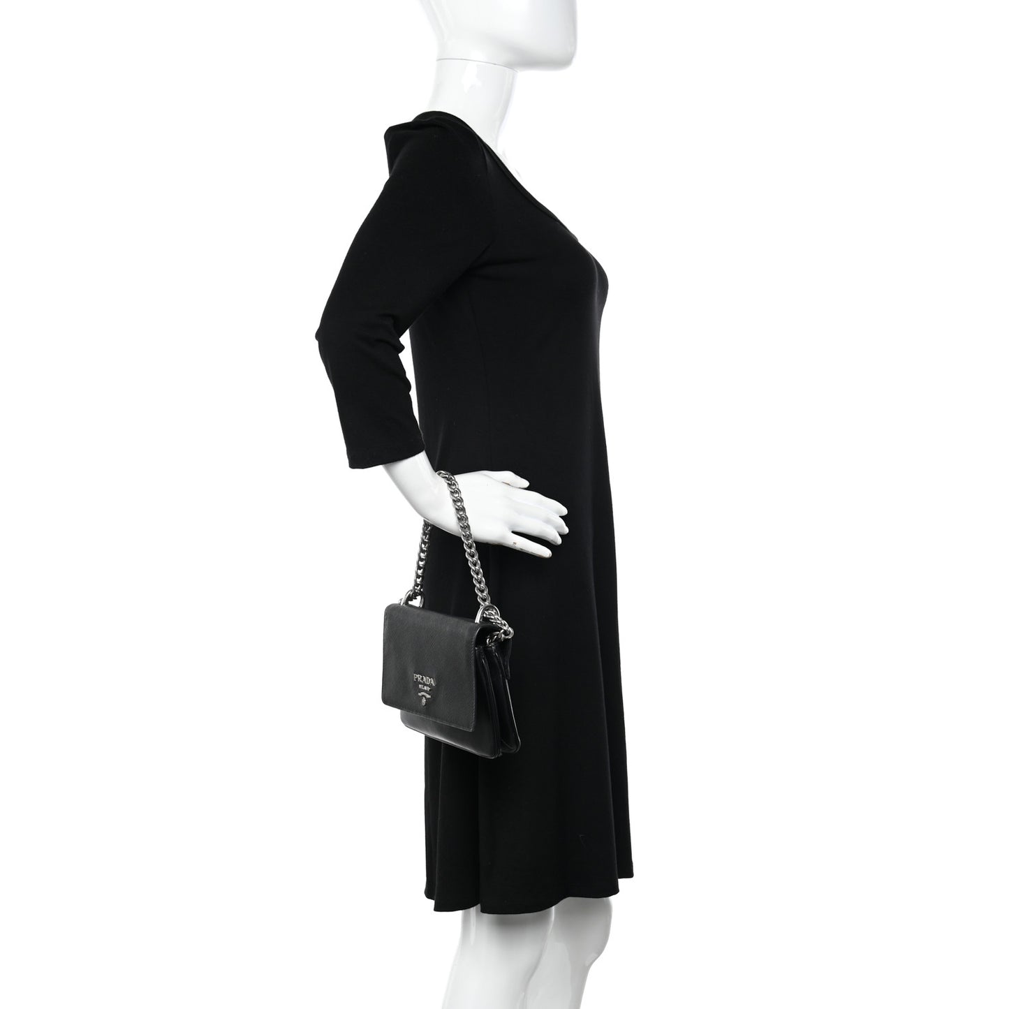 Saffiano Chain Shoulder Bag Black