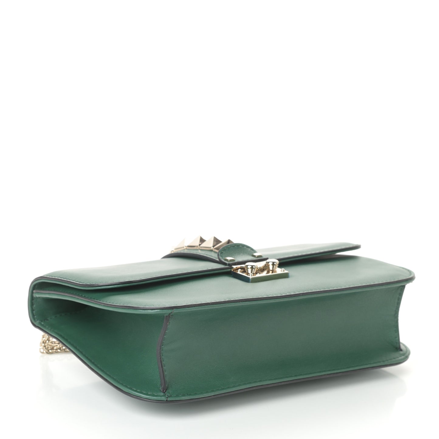 Vitello Medium Glam Lock Rockstud Flap Smeraldo